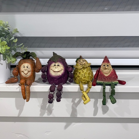 Art Vintage Anthropomorphic Shelf Sitters Figurine Fruit Vegetables